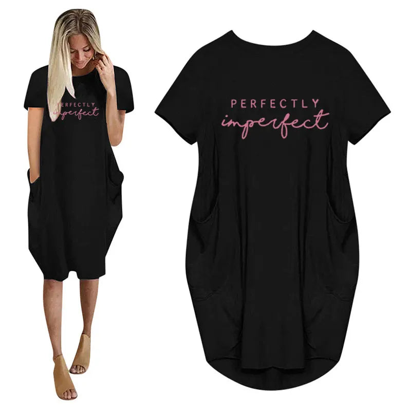 Vestido holgado de manga corta de verano para mujer, vestido de talla grande con bolsillo, estilo camiseta, Mini Vestidos informales sueltos de verano