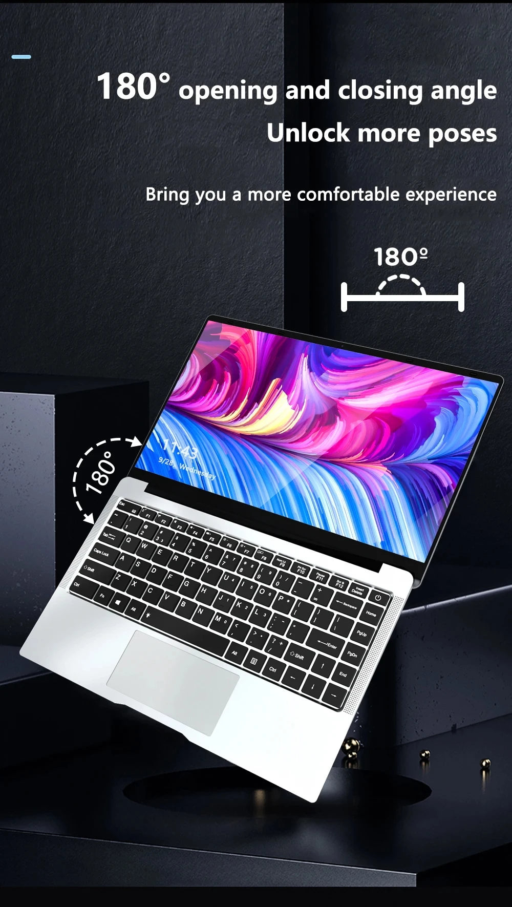 Computadora portátil de 14,1 pulgadas Windows 11 Intel Atom A3950 Netbook 1920*1080 portátil Intel 12GB RAM 1TB 2TB SSD ordenador portátiles
