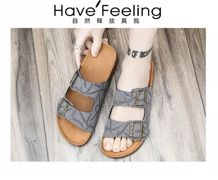 Sandalias de playa, sandalias de cuero para hombre, zapatillas cómodas de diseñador para hombre, zapatos de marcas originales, zapatos de verano para hombre 2025