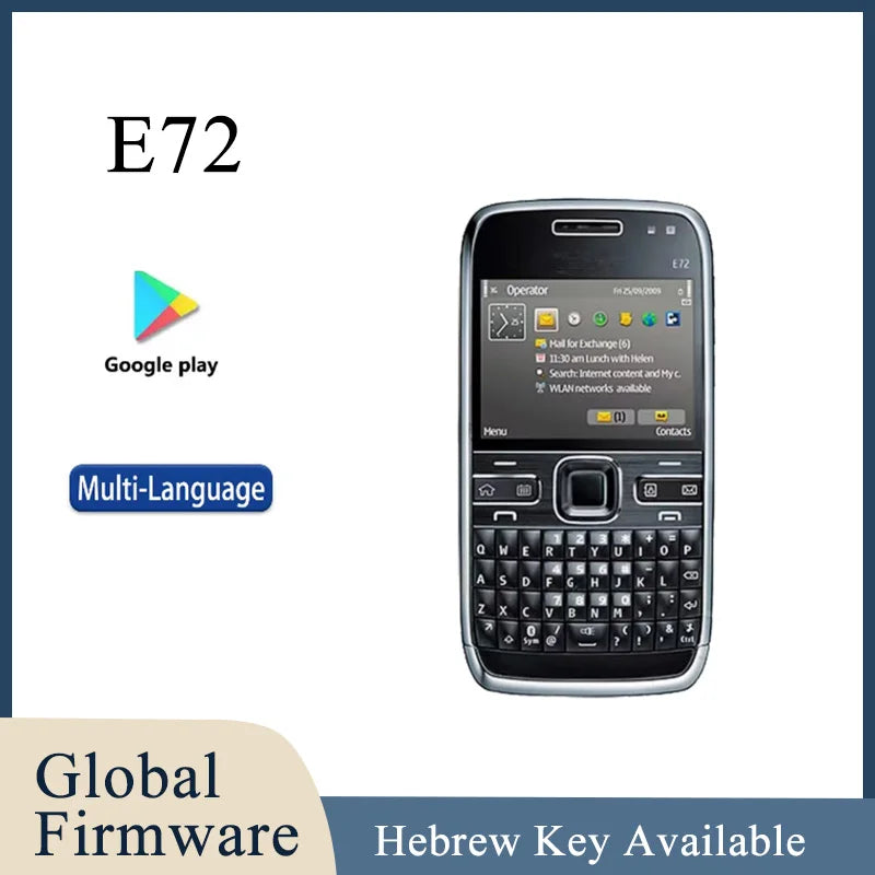 Teléfono móvil E72 desbloqueado fabricado en Finlandia, cámara GSM 2G 3G 5MP, resolución de pantalla 240x320, compatible con teléfono usado en varios idiomas