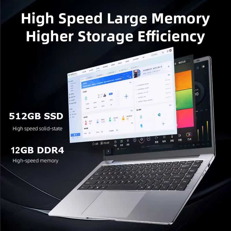 Computadora portátil de 14,1 pulgadas Windows 11 Intel Atom A3950 Netbook 1920*1080 portátil Intel 12GB RAM 1TB 2TB SSD ordenador portátiles