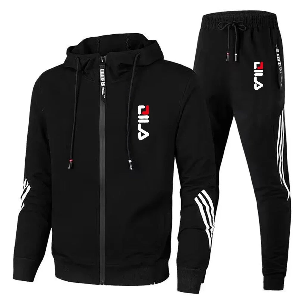 Conjunto de ropa deportiva para hombre para primavera y otoño 2025: chaqueta deportiva casual + pantalón deportivo, moda jogging y traje deportivo elegante.