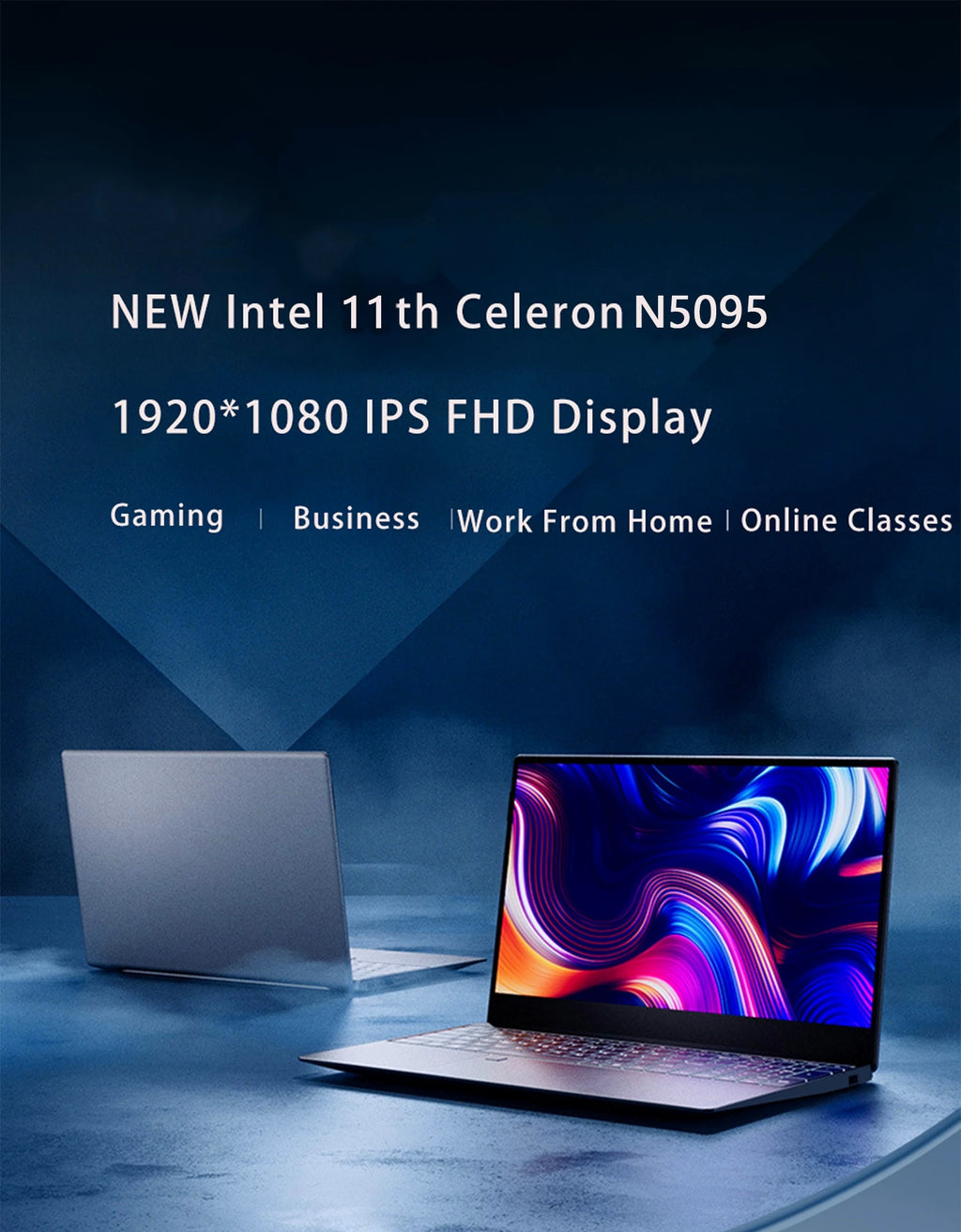 Portátil 15,6 pulgadas pantalla IPS 16GB RAM Intel 11th N5095 Netbook de negocios Windows 10 11 Pro Gaming Office Notebook Pc portátil