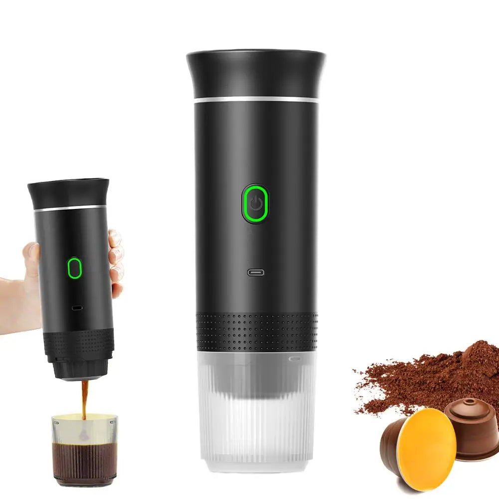 Cafetera eléctrica portátil, máquina de café expreso italiana portátil para coche y hogar, cafetera de viaje en polvo con cápsulas 3 en 1