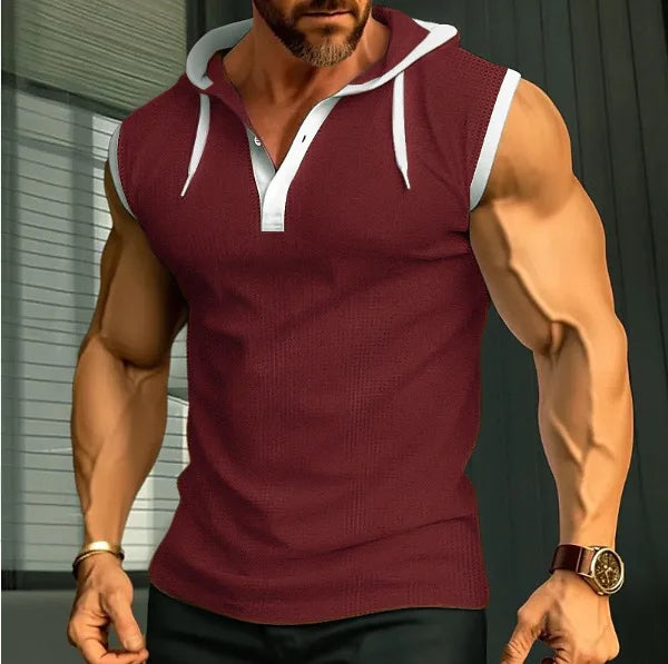 Nuevo Chaleco de verano para hombre, chaleco con capucha pesado, camiseta informal sin mangas a la moda