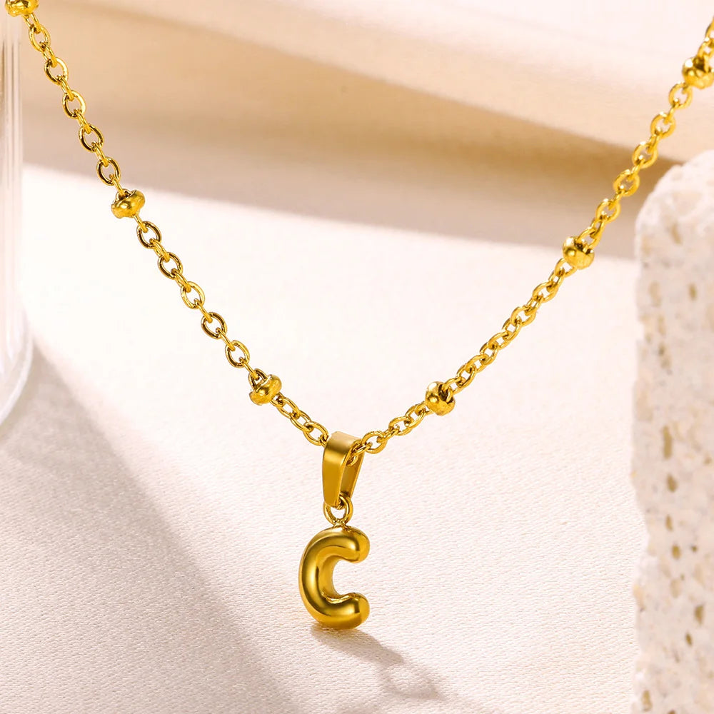 Mini Collares con letras bonitas de acero inoxidable para Mujer, accesorios de joyería minimalistas de Color dorado, Collares para Mujer Tendencia 2024