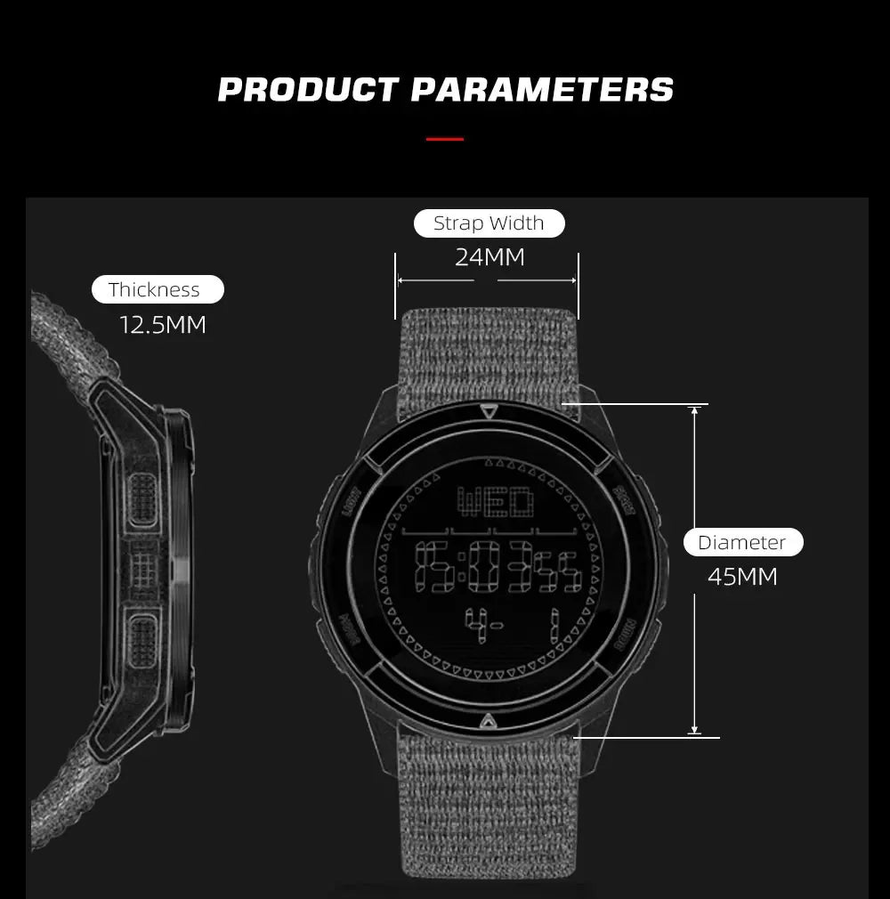 NORTH EDGE ALPS Reloj digital de fibra de carbono para hombre Shock Militray Sports Super ligero Brújula para exteriores Relojes de pulsera impermeables de 50 M