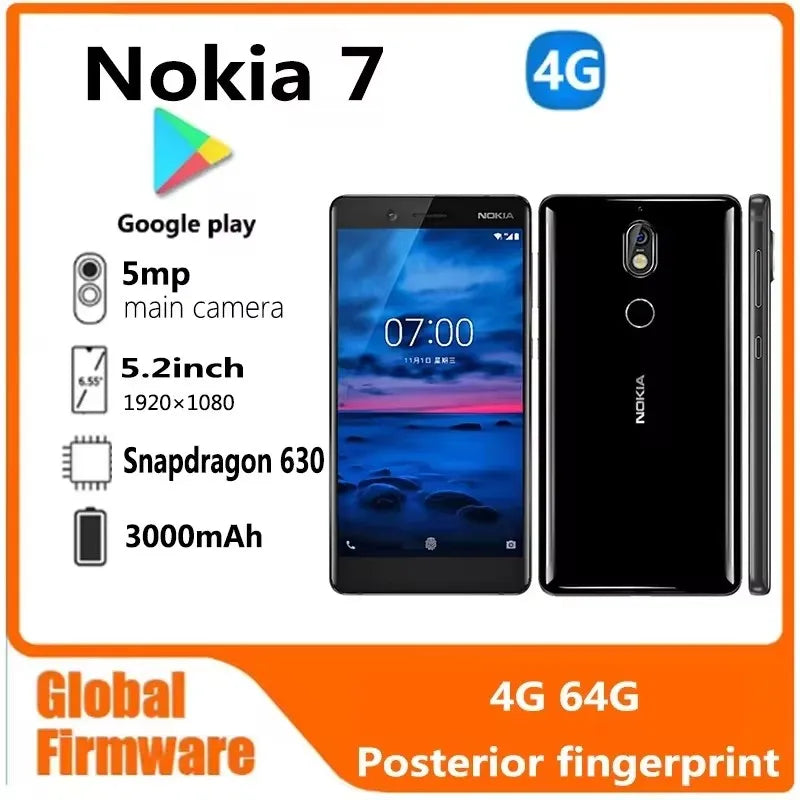Nokia-Teléfono Móvil Inteligente desbloqueado, celular usado con pantalla LCD IPS de 5,2 pulgadas, 4 GB de RAM, 64 GB, cámara de 16MP, LTE, SIM Dual, Android