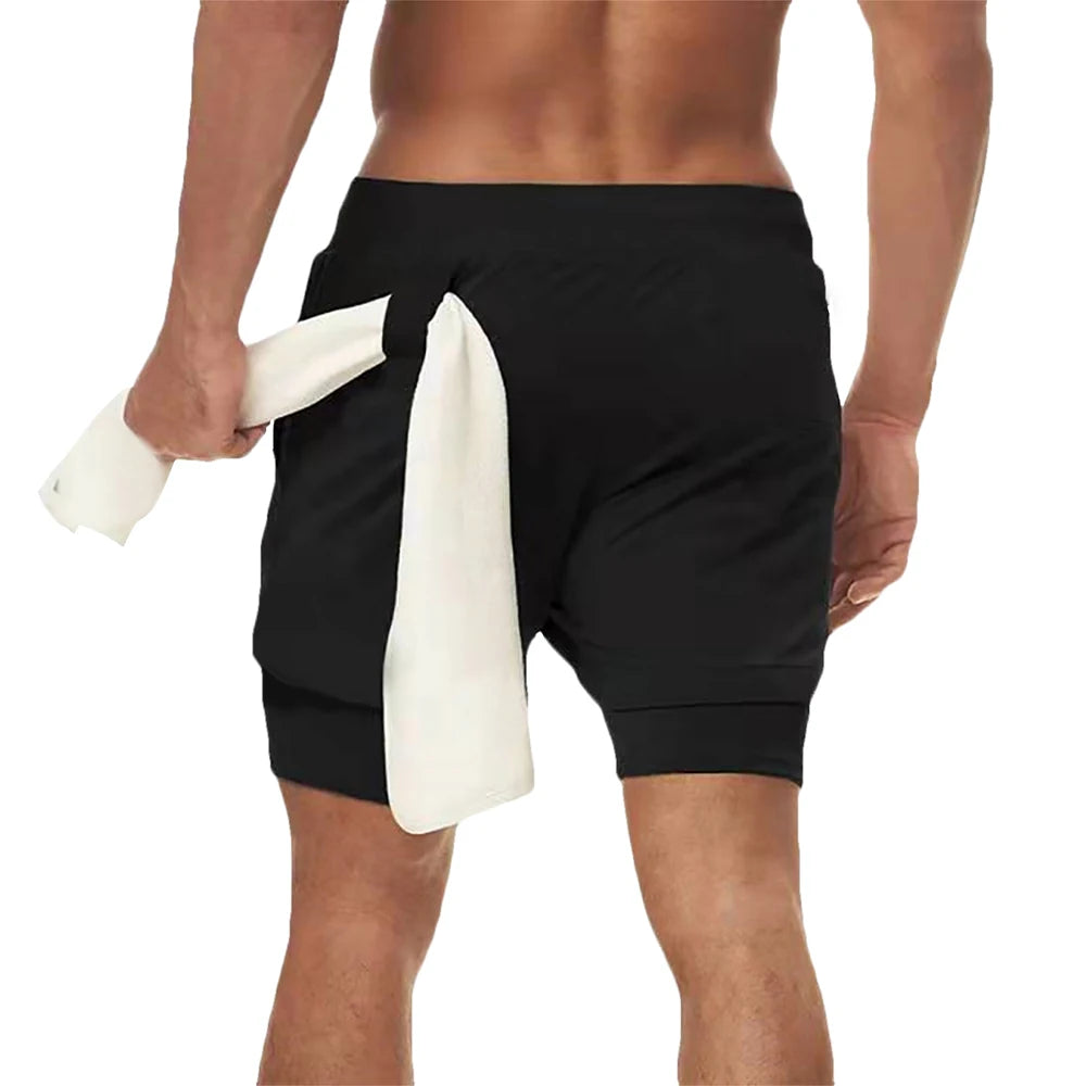 Pantalones cortos para correr 2 en 1 para hombre, pantalones cortos deportivos de dos pisos, ropa deportiva para gimnasio, pantalones cortos para entrenamiento y trotar, ropa para hombre