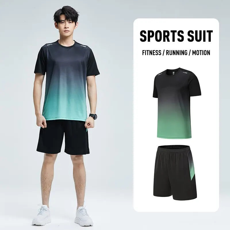 Ropa Deportiva de seda de hielo para hombre, Conjunto de camiseta de manga corta de secado rápido para verano, correr por la mañana, entrenamiento de baloncesto, Sh