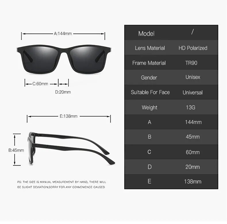 Gafas de sol polarizadas TR para hombres y mujeres, gafas de conducción, gafas deportivas clásicas