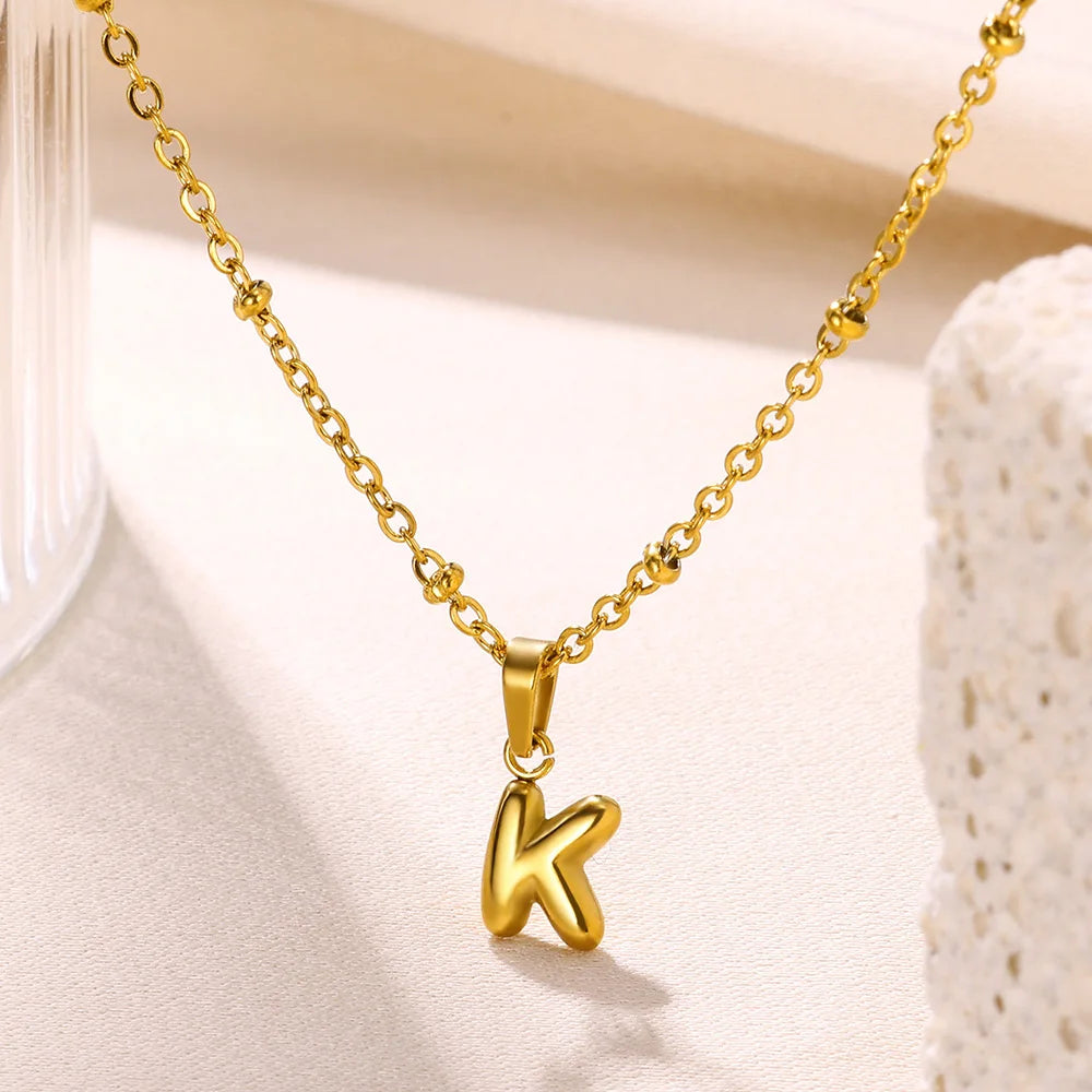 Mini Collares con letras bonitas de acero inoxidable para Mujer, accesorios de joyería minimalistas de Color dorado, Collares para Mujer Tendencia 2024