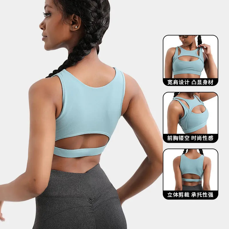 Ropa interior deportiva que absorbe los golpes para mujer, correr de alta intensidad, fitness, sujetador de yoga, sensación desnuda, sujetador de talla grande