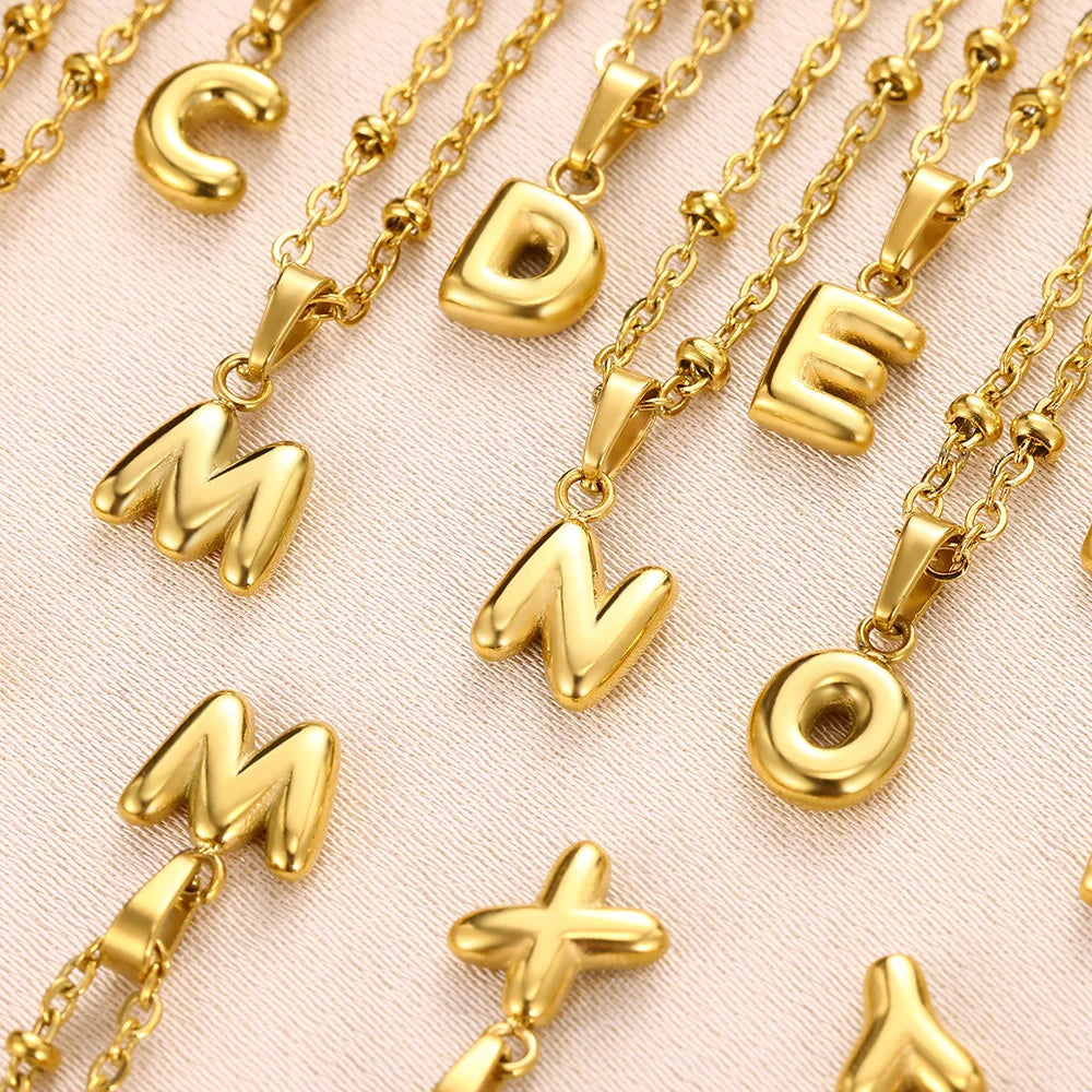 Mini Collares con letras bonitas de acero inoxidable para Mujer, accesorios de joyería minimalistas de Color dorado, Collares para Mujer Tendencia 2024