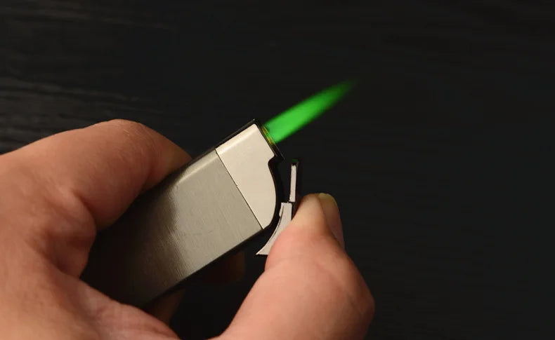 Encendedor de cigarrillos de Gas butano inflable ultradelgado, antorcha a prueba de viento, Encendedor de Metal Jet, herramientas para fumar, Mini Encendedor novedoso, regalo