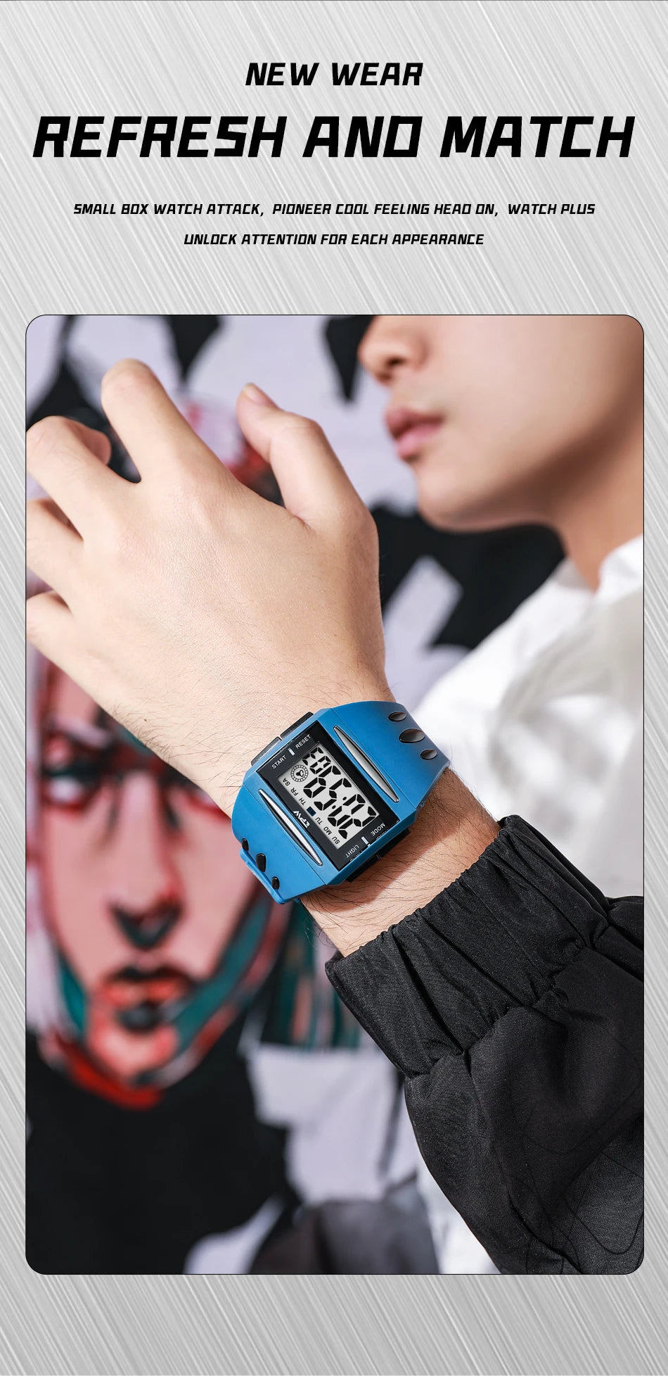 Reloj Digital de tendencia a la moda para niños jóvenes, nuevo reloj electrónico multifuncional luminoso resistente al agua con pantalla grande para hombres