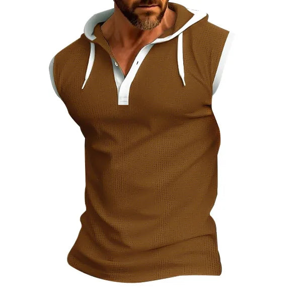 Nuevo Chaleco de verano para hombre, chaleco con capucha pesado, camiseta informal sin mangas a la moda
