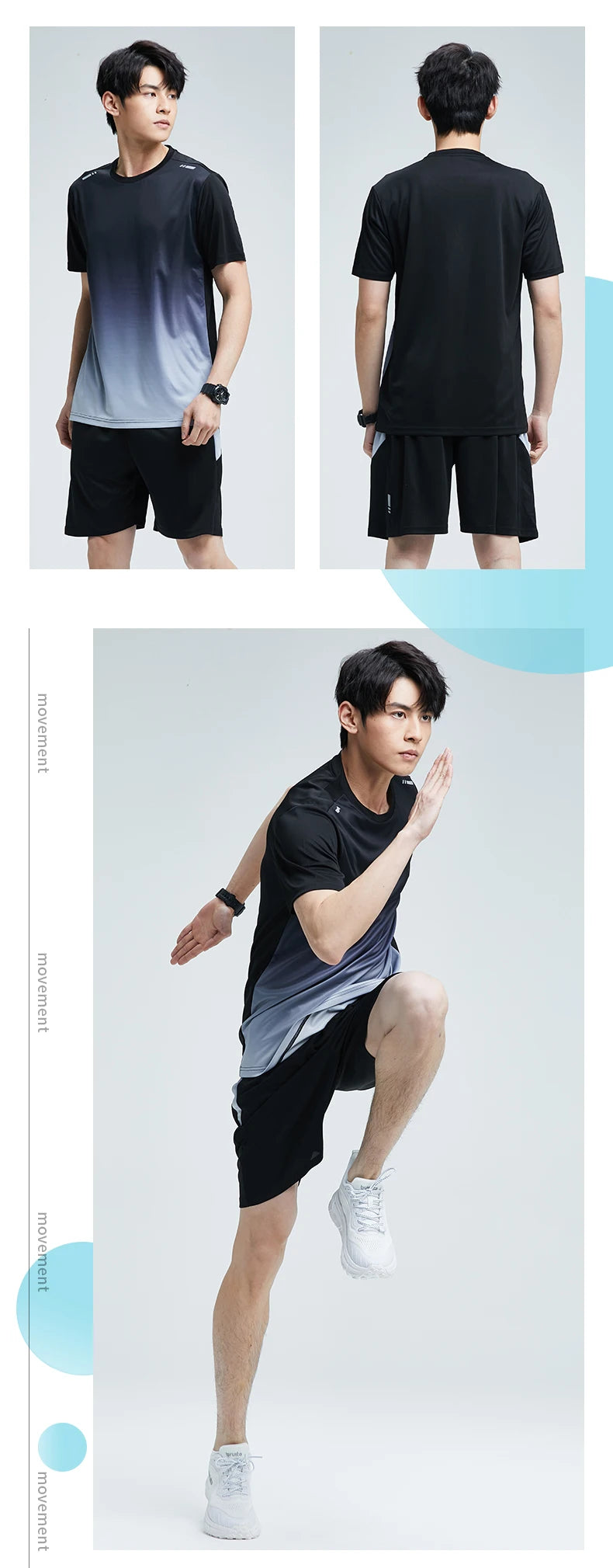 Ropa Deportiva de seda de hielo para hombre, Conjunto de camiseta de manga corta de secado rápido para verano, correr por la mañana, entrenamiento de baloncesto, Sh