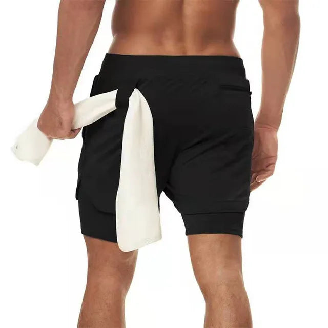 Pantalones cortos para correr 2 en 1 para hombre, pantalones cortos deportivos de dos pisos, ropa deportiva para gimnasio, pantalones cortos para entrenamiento y trotar, ropa para hombre
