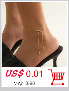 Nueva playa descalzo sandalia joyería elegante novia Sexy mujer moda encanto capa cadena enlace cuentas de cristal pie tobillera pulsera