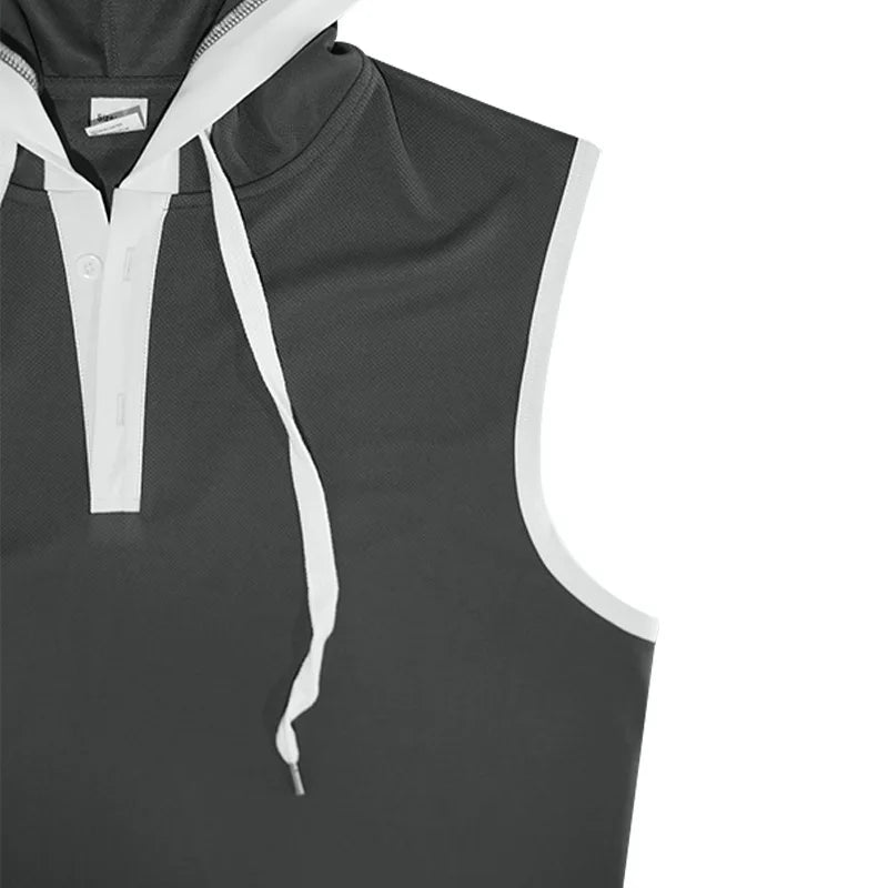 Nuevo Chaleco de verano para hombre, chaleco con capucha pesado, camiseta informal sin mangas a la moda