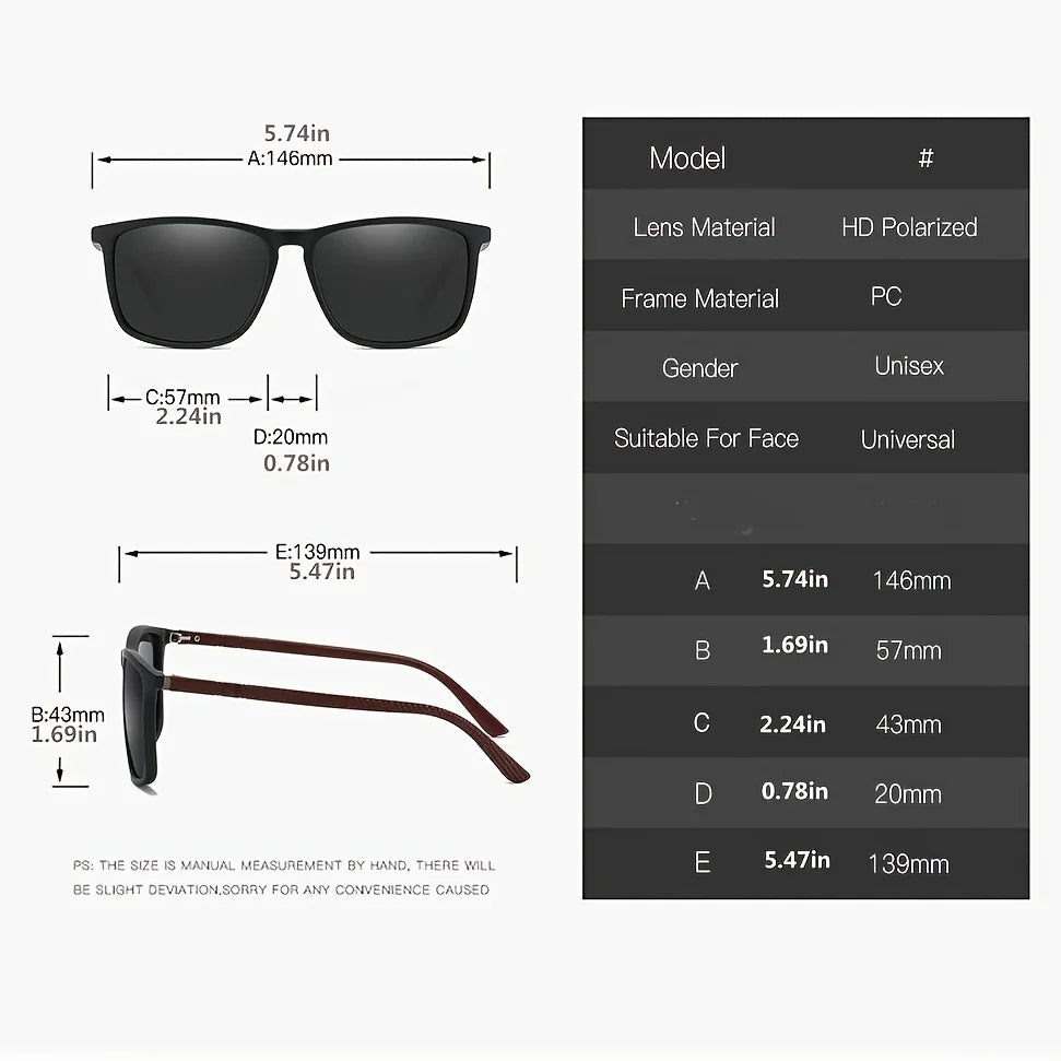 Gafas de sol deportivas para hombre, lentes de sol cuadradas polarizadas, cómodas, ligeras, accesorio con Origina UV400