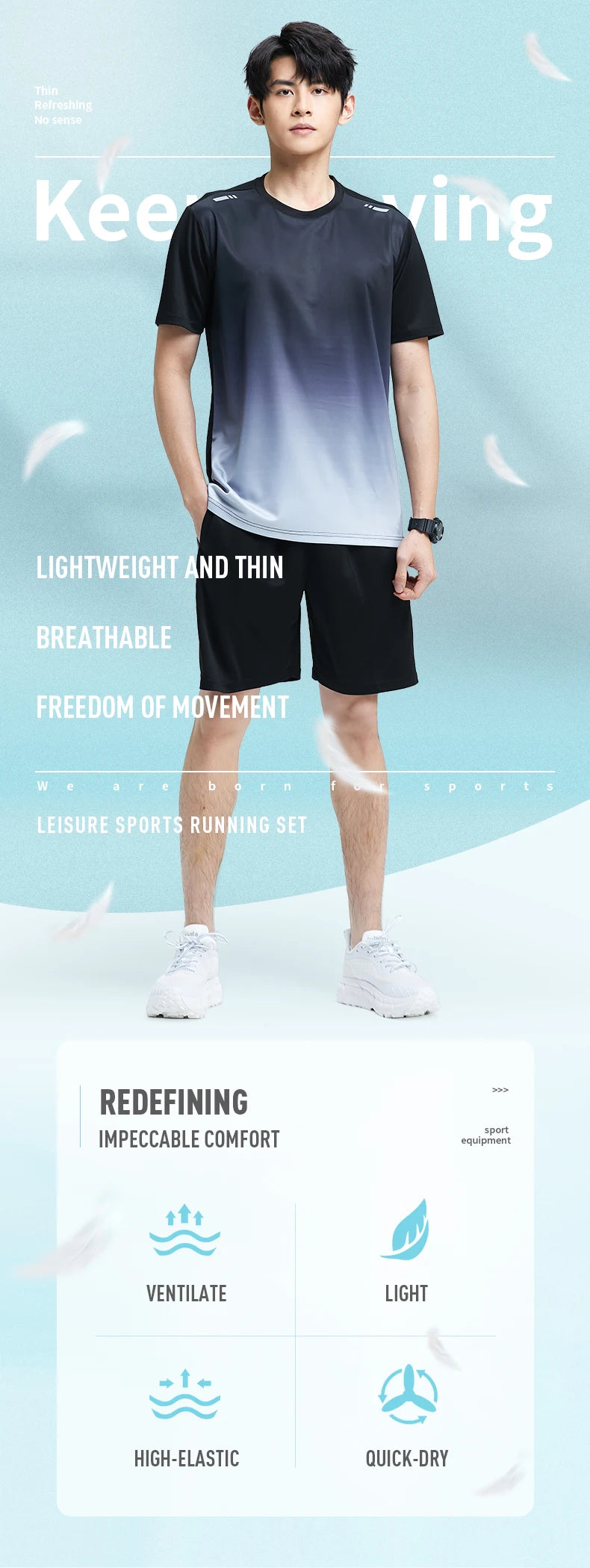 Ropa Deportiva de seda de hielo para hombre, Conjunto de camiseta de manga corta de secado rápido para verano, correr por la mañana, entrenamiento de baloncesto, Sh