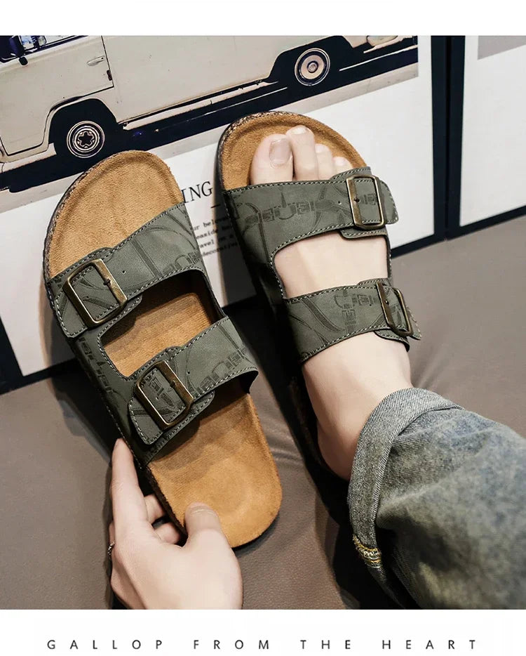 Sandalias de playa, sandalias de cuero para hombre, zapatillas cómodas de diseñador para hombre, zapatos de marcas originales, zapatos de verano para hombre 2025