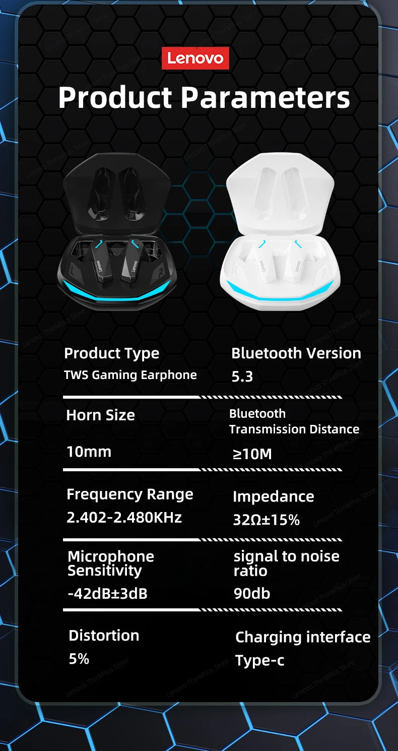Lenovo GM2 Pro auriculares para juegos Bluetooth 5,3 auriculares deportivos modo Dual HD llamada auriculares con reducción de ruido con micrófono auriculares de música