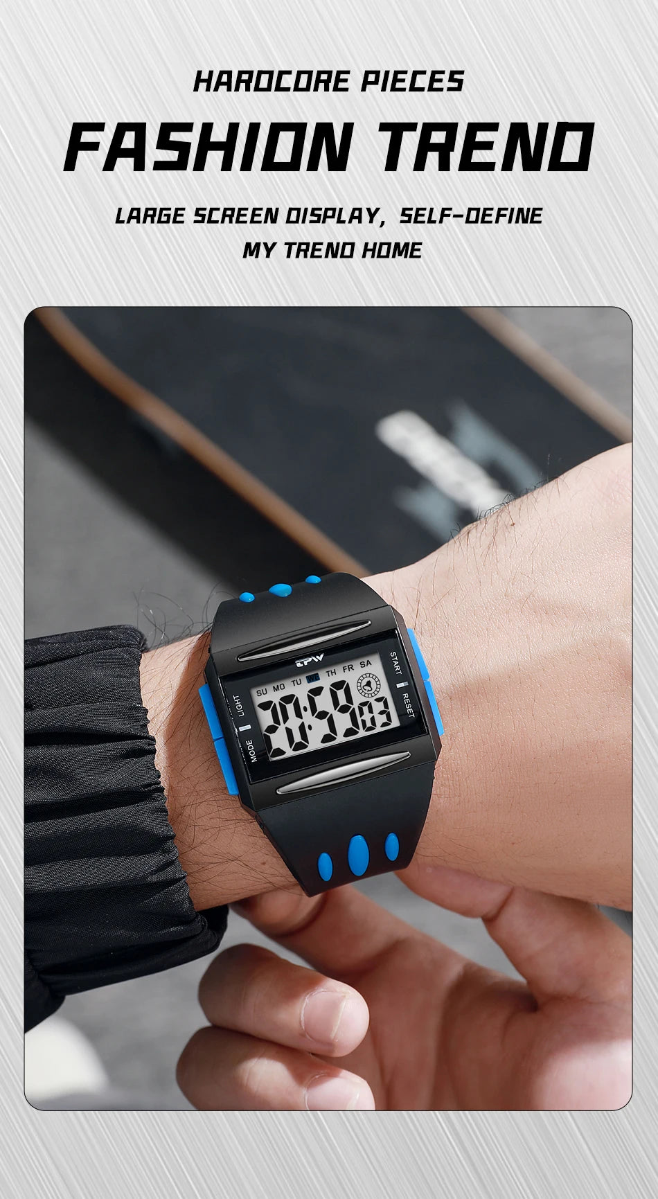 Reloj Digital de tendencia a la moda para niños jóvenes, nuevo reloj electrónico multifuncional luminoso resistente al agua con pantalla grande para hombres