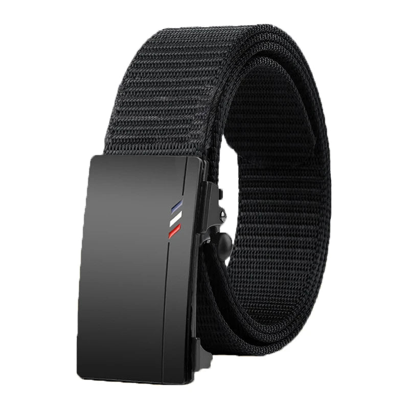Cinturón informal de nailon para hombre, tela tejida, transpirable, con hebilla automática, correa para deportes al aire libre, cinturón vaquero de moda