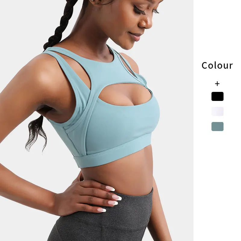 Ropa interior deportiva que absorbe los golpes para mujer, correr de alta intensidad, fitness, sujetador de yoga, sensación desnuda, sujetador de talla grande