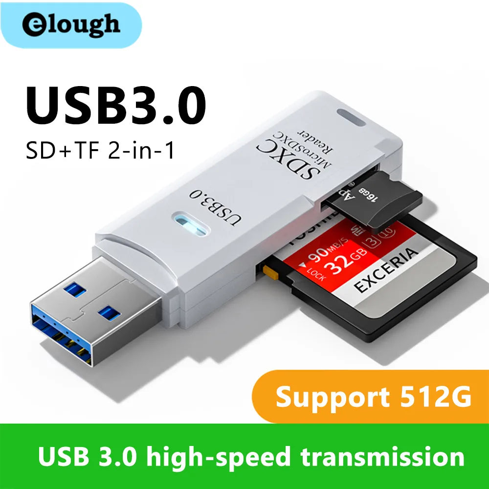 Lector de tarjetas USB 3,0 2 en 1, lector de tarjetas Micro TF sd, adaptador usb, lector de tarjetas de alta velocidad, tarjeta de memoria TF para PC, accesorios para ordenador portátil