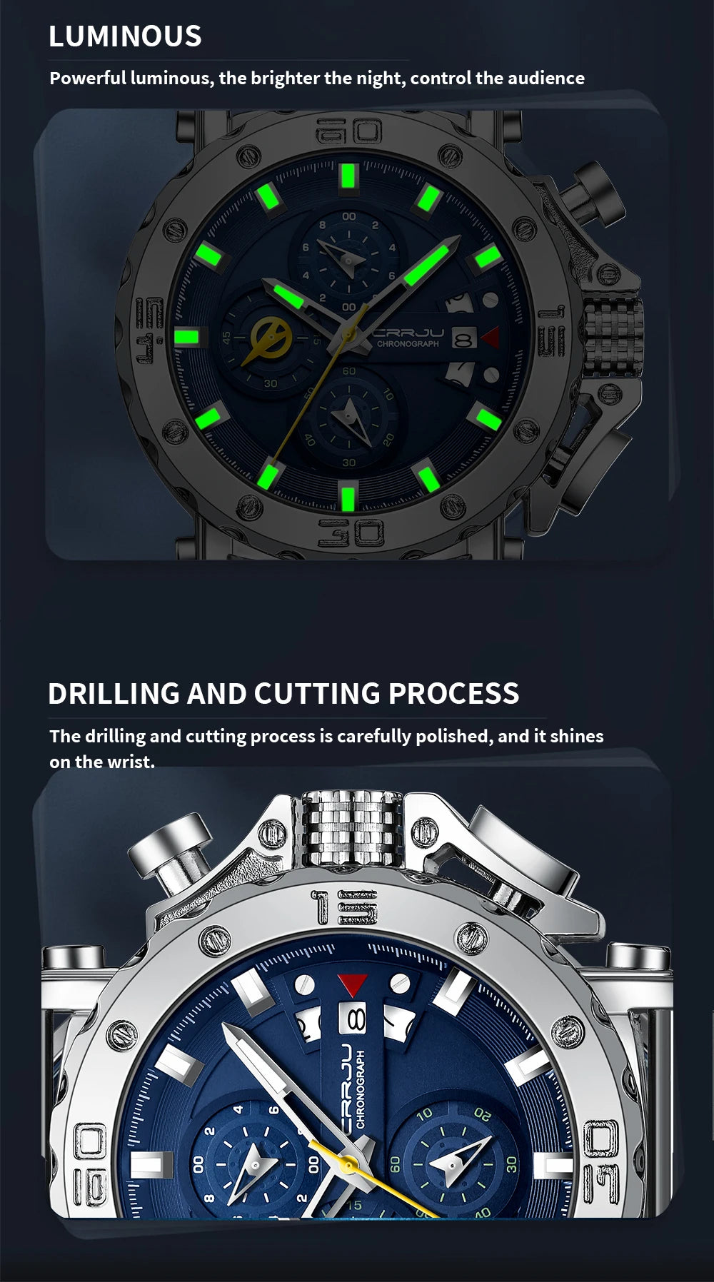 2025 nuevo Reloj deportivo de cuarzo para Hombre, acero inoxidable 316L, zafiro, esfera grande, relojes para Hombre, Reloj resistente al agua 30M, Reloj para Hombre