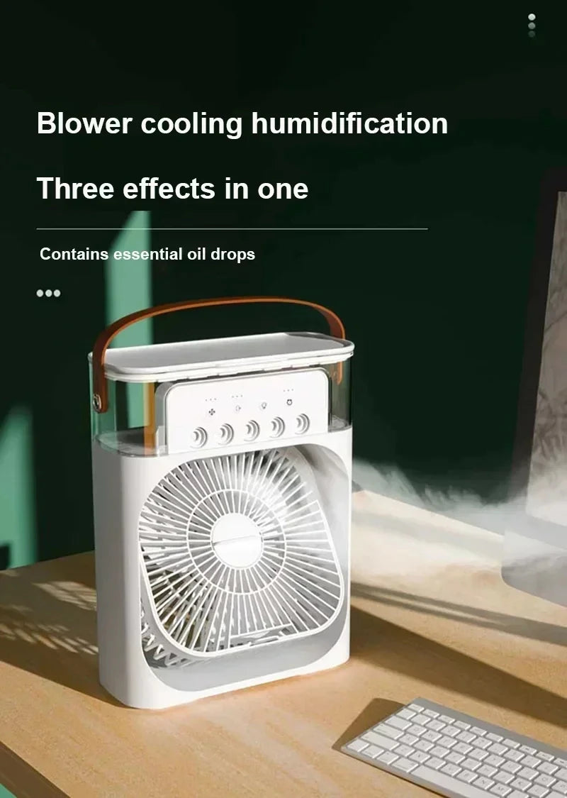 Nuevo ventilador 3 en 1, aire acondicionado, Mini enfriador de aire para el hogar, luz LED nocturna, humidificador portátil, ventilador de ajuste de aire, ventilador para oficina y hogar