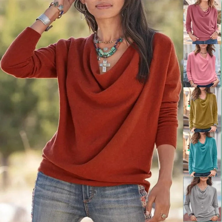 Camiseta elegante de manga larga a la moda para mujer, nueva camiseta, Tops para mujer, Camisetas Mujeres Tendencias 2024, 2024